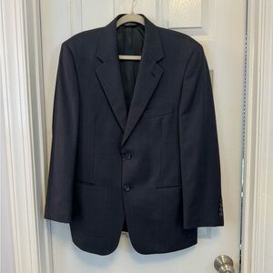 Evan Picone Wool Navy Plaid Suit Jacket. Navy blue. size 38S